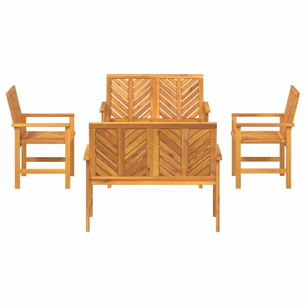Garden Lounge Set Solid Acacia Wood 5 Pieces Brown