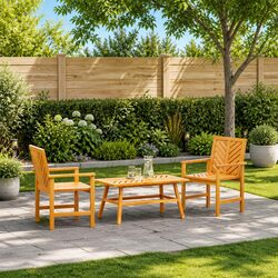 Stylish 3-Piece Garden Lounge Set in Brown Acacia Wood
