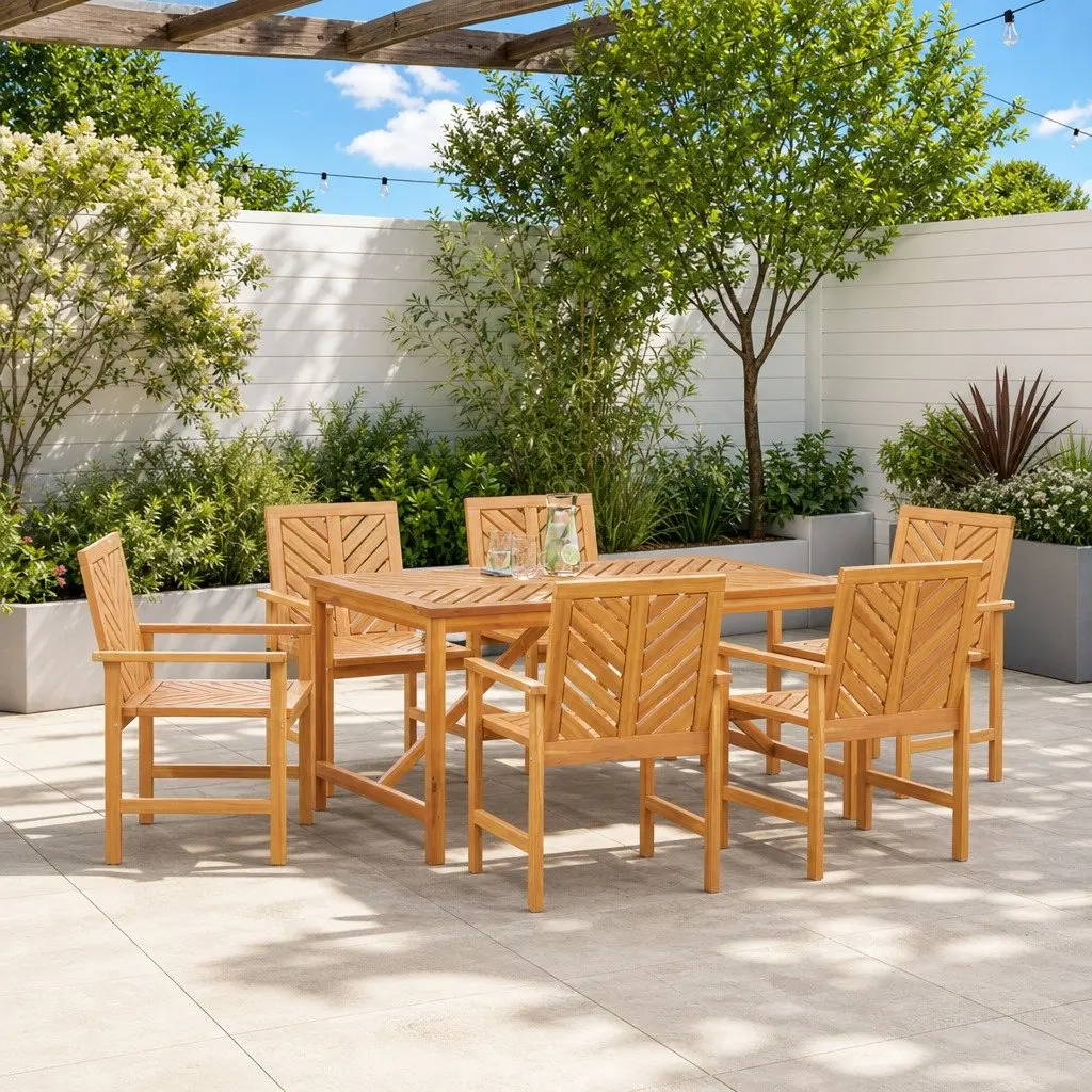Acacia Wood Garden Dining Chair Set of 6