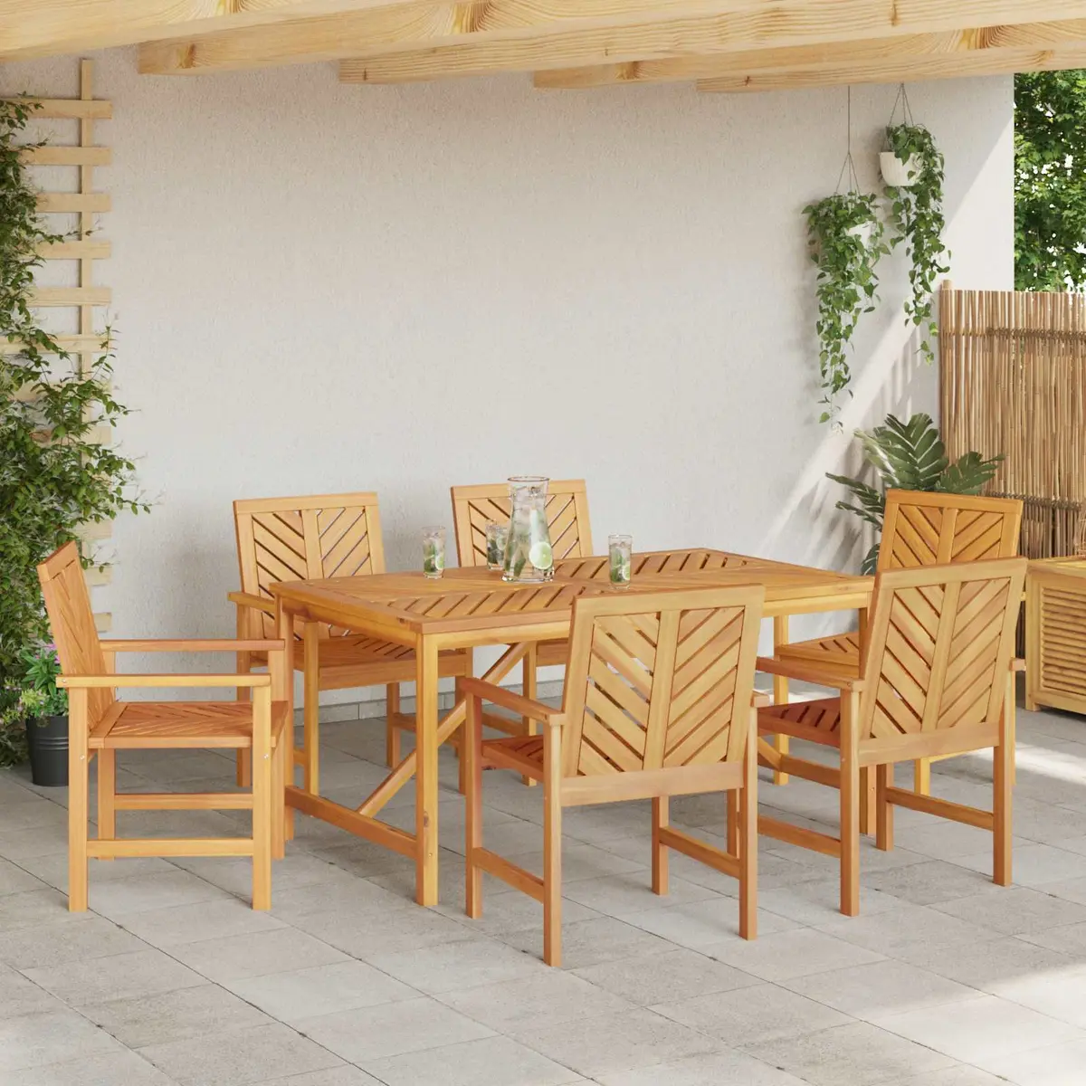 Acacia Wood Garden Dining Chair Set of 6