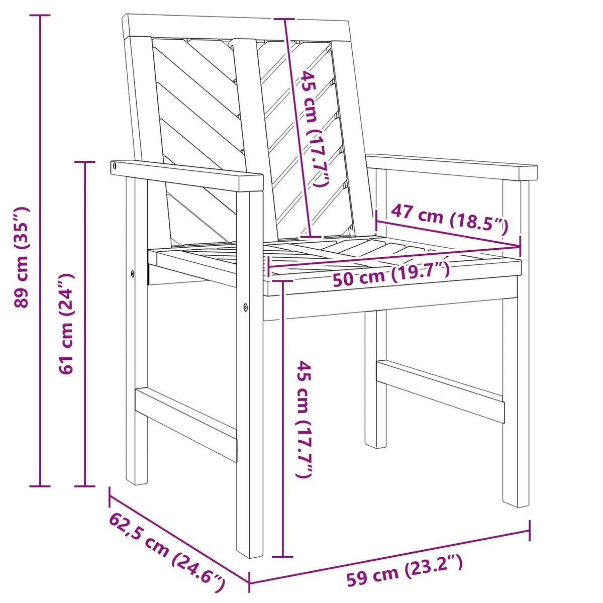Acacia Wood Garden Dining Chair Set of 6