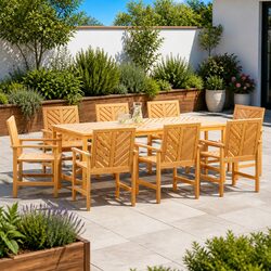 8-Piece Solid Acacia Wood Outdoor Dining Chair Set