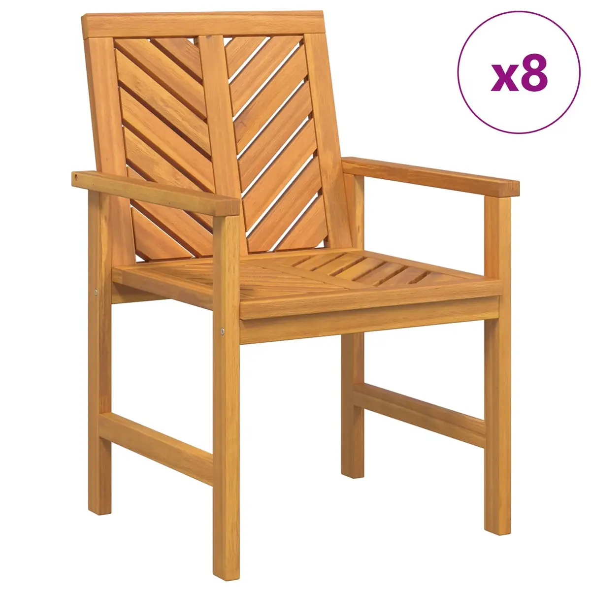 8-Piece Solid Acacia Wood Outdoor Dining Chair Set