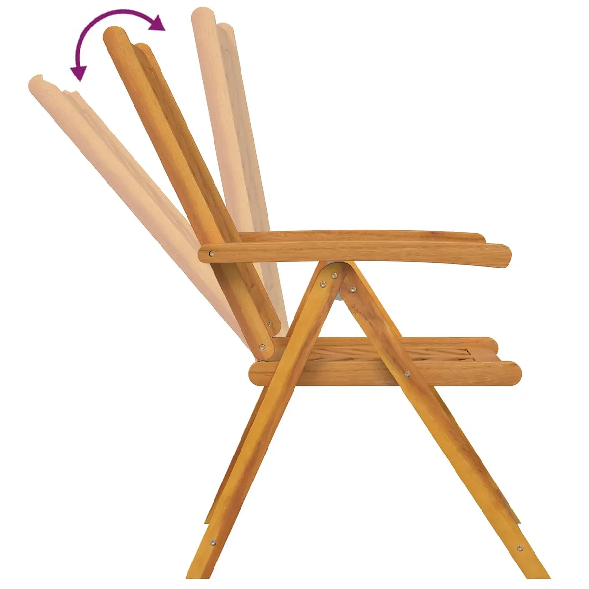 Outdoor Garden Chair 4 pcs Brown Solid Acacia Wood Reclining Patio Seating