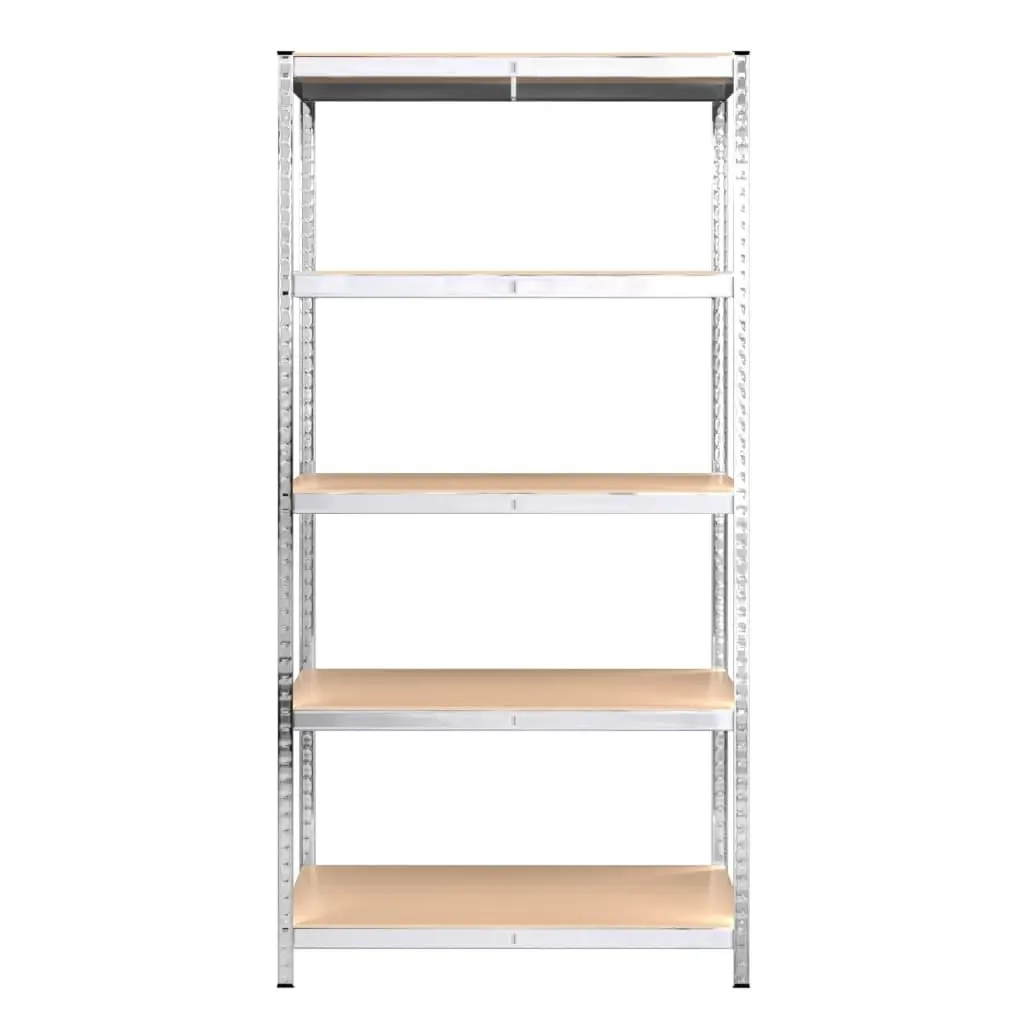 5-Layer Industrial Storage Shelves 3 pcs Silver Steel Engineered Wood Boltless