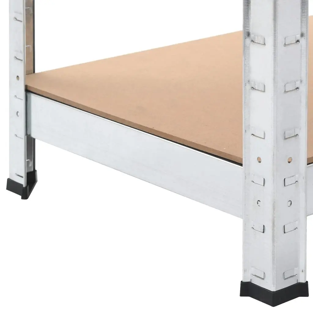 5-Layer Industrial Storage Shelves 3 pcs Silver Steel Engineered Wood Boltless