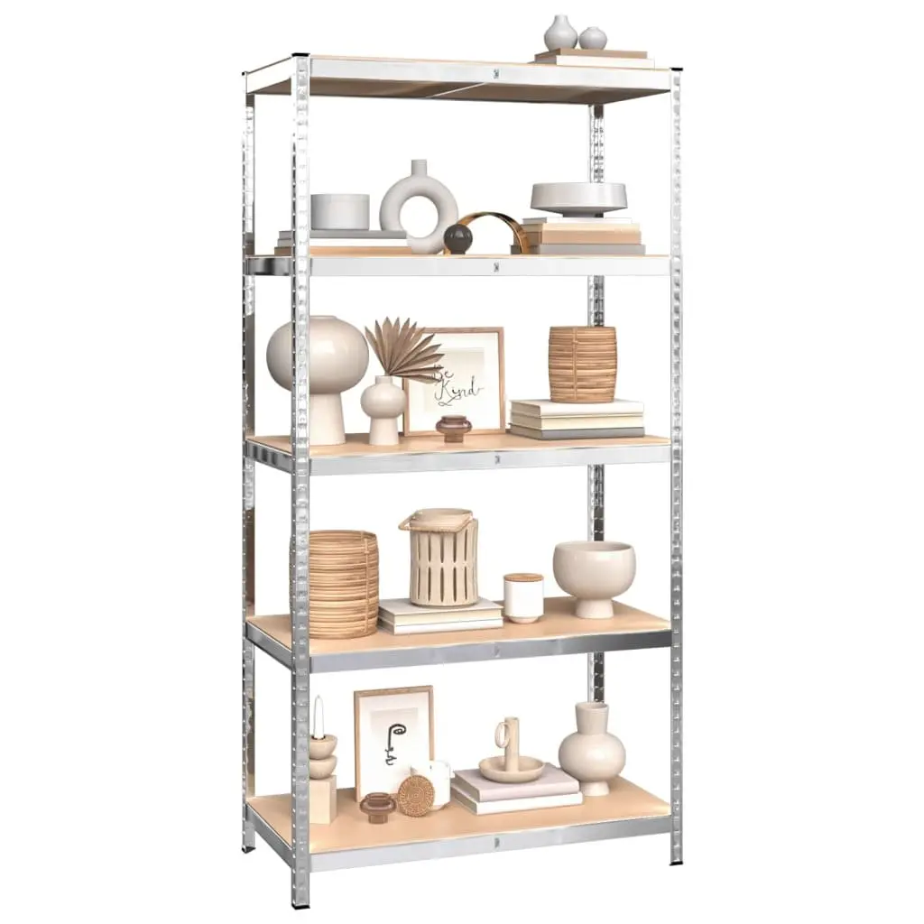 5-Layer Industrial Storage Shelves 3 pcs Silver Steel Engineered Wood Boltless