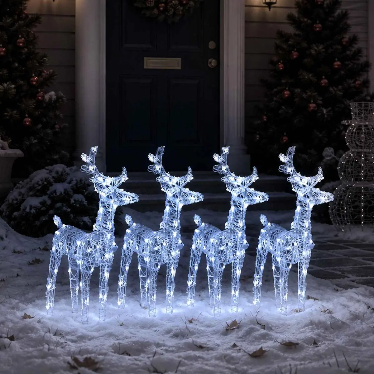 4pcs Cold White Christmas Reindeer Lights