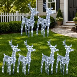 Cold White Christmas Reindeer Lights 6 Pack with LEDs