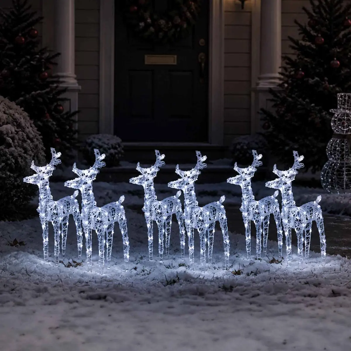 Cold White Christmas Reindeer Lights 6 Pack with LEDs