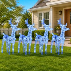 Blue Christmas Reindeer Lights - 4 Acrylic Figures