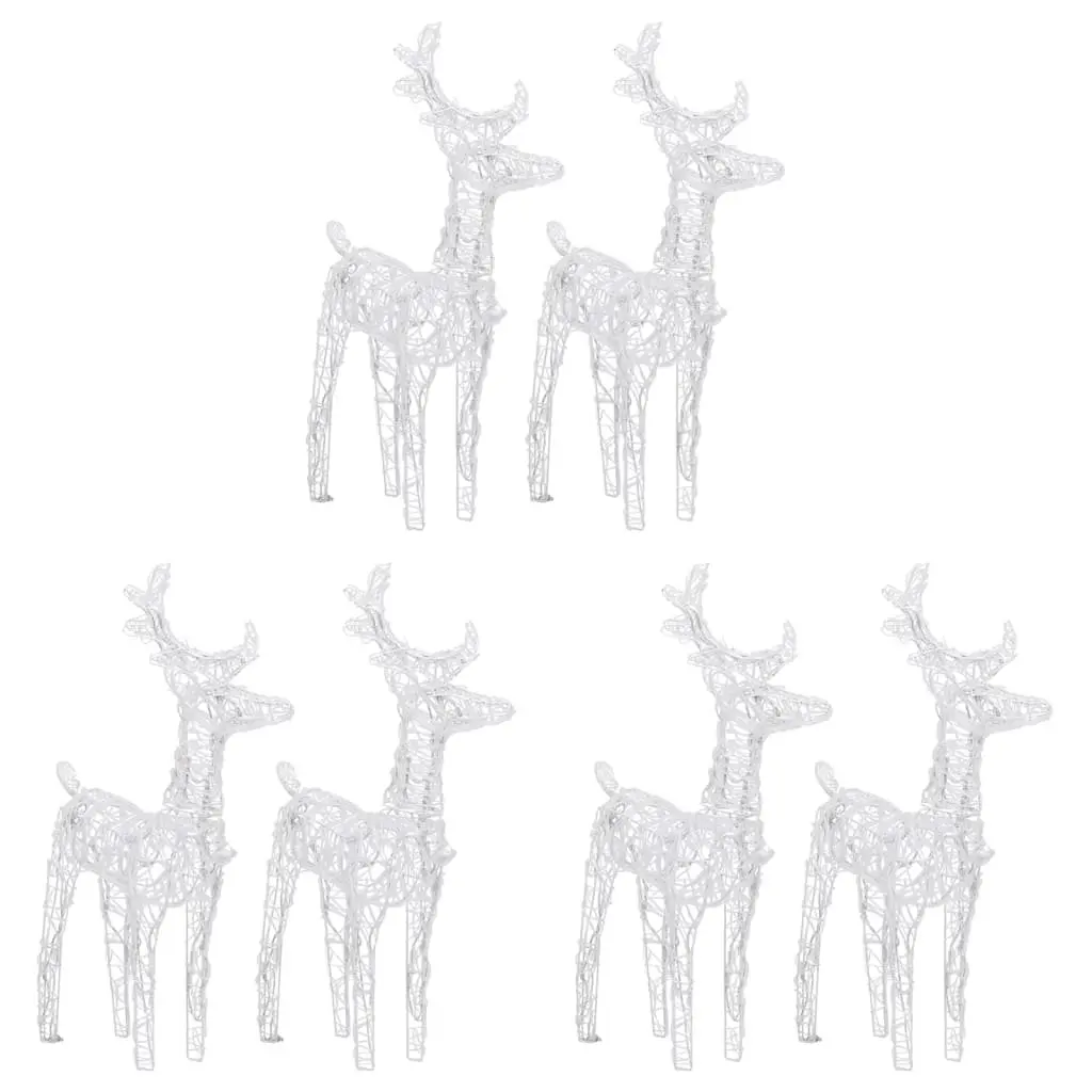 Reindeer Decorations Acrylic 6 Piece Outdoor Yard Display Blue LED Light