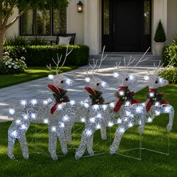 Durable Silver Christmas Reindeer Lights with 80 LEDs