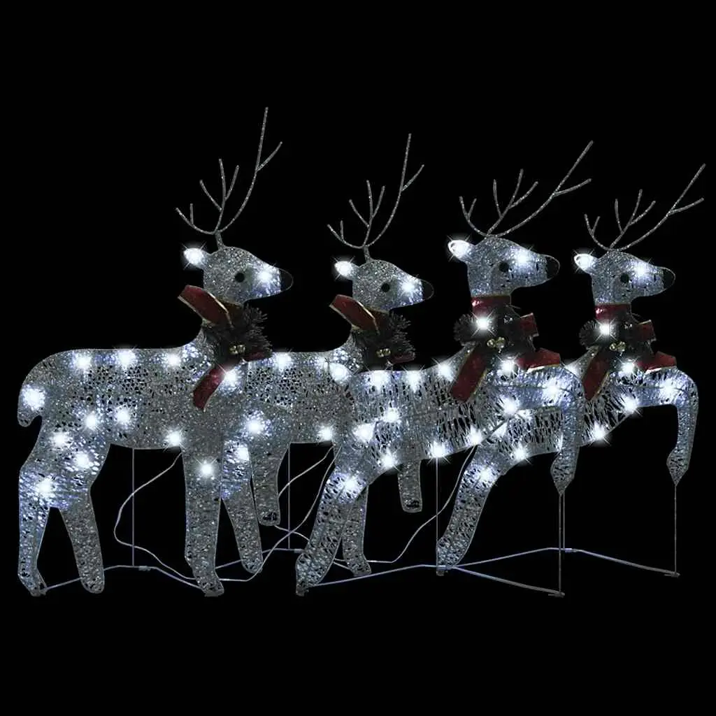 Silver Christmas Reindeer Lights with 80 LEDs