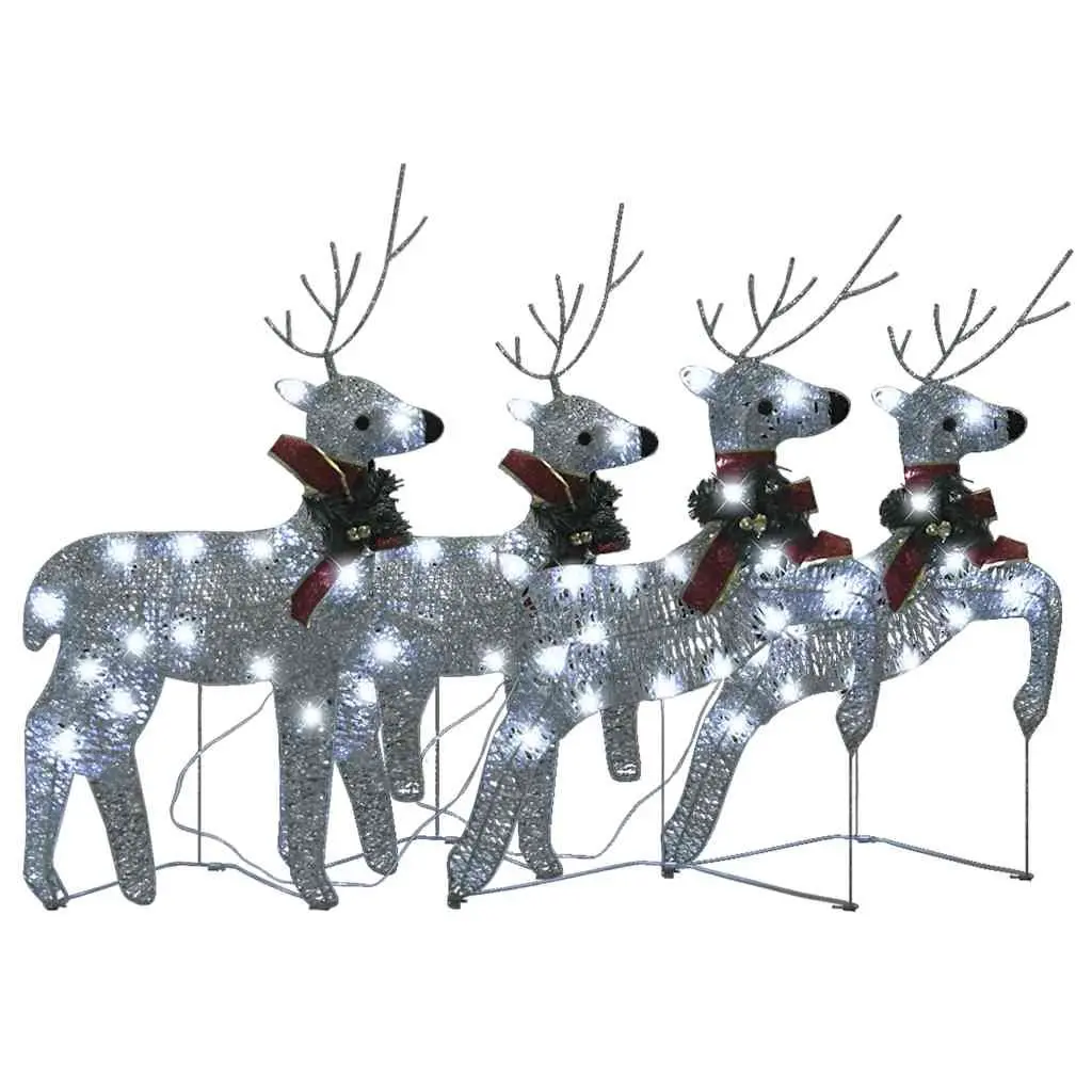 Silver Christmas Reindeer Lights with 80 LEDs