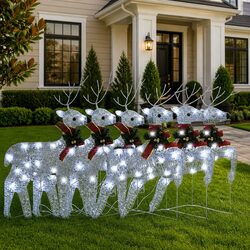 Silver Christmas Reindeer Decorations with 120 LED Lights
