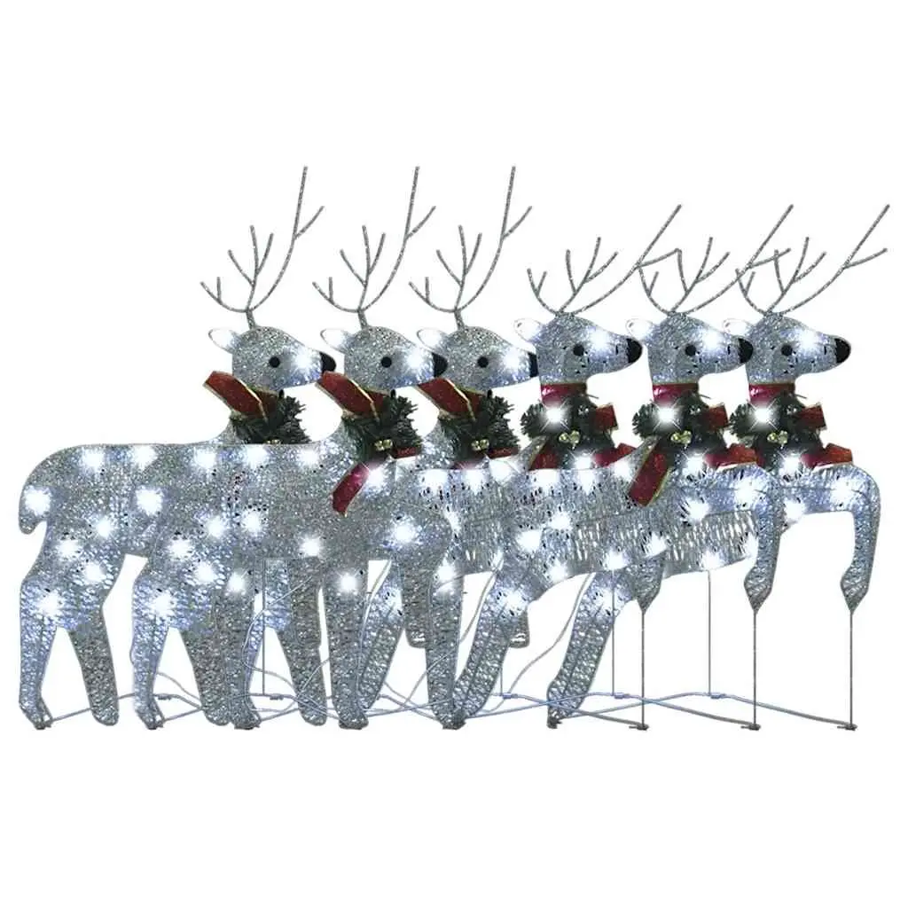 Silver Christmas Reindeer Decorations with 120 LED Lights