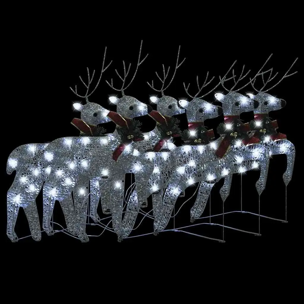 Silver Christmas Reindeer Decorations with 120 LED Lights