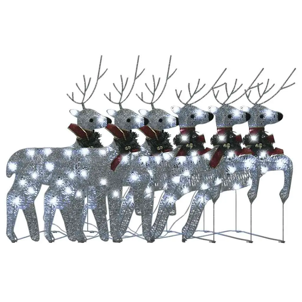 Silver Christmas Reindeer Decorations with 120 LED Lights