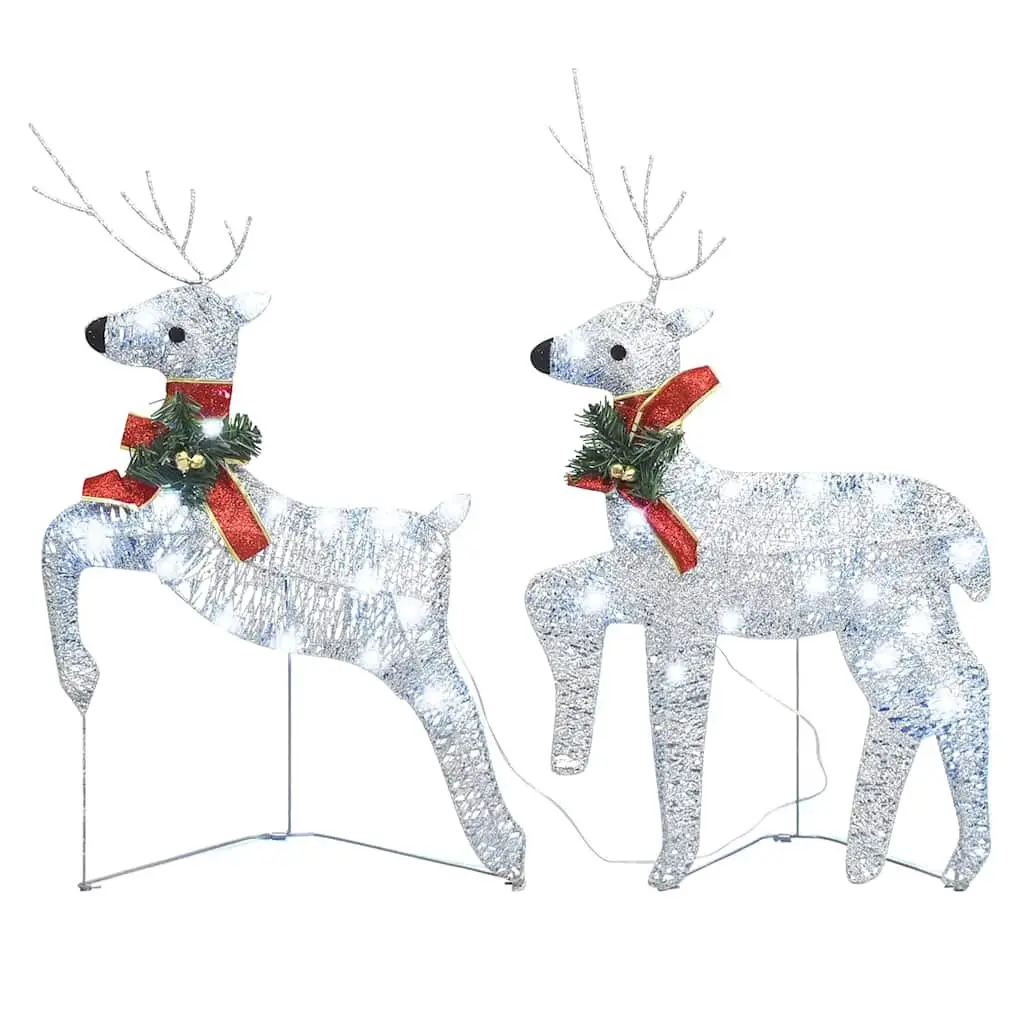 Silver Christmas Reindeer Decorations with 120 LED Lights