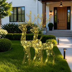 Durable Acrylic Reindeer Christmas Decor 2 pcs 128 cm Warm White LED Lights