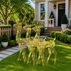 3-Piece Acrylic Reindeer Christmas Decorations 128cm
