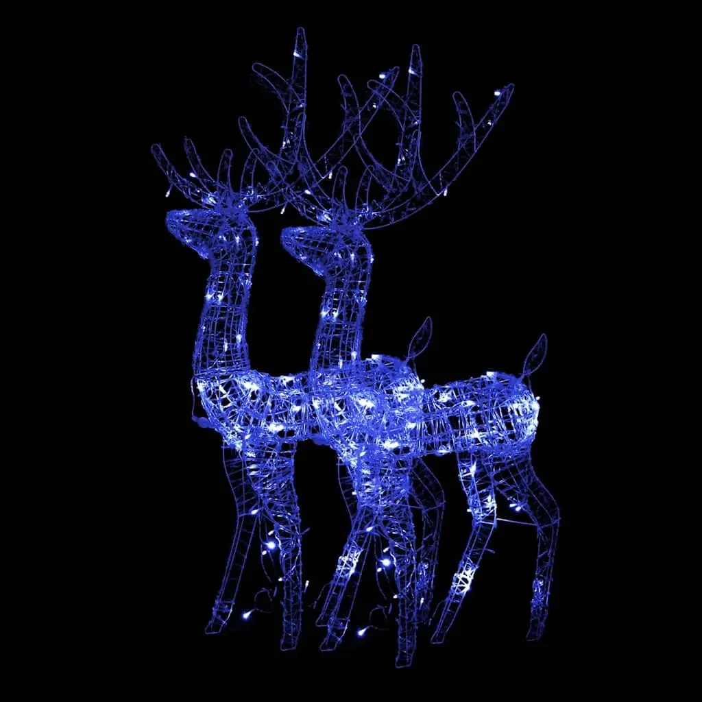 Acrylic Reindeer Christmas Decorations 128 cm Blue 2 Piece LED Lighted Garden