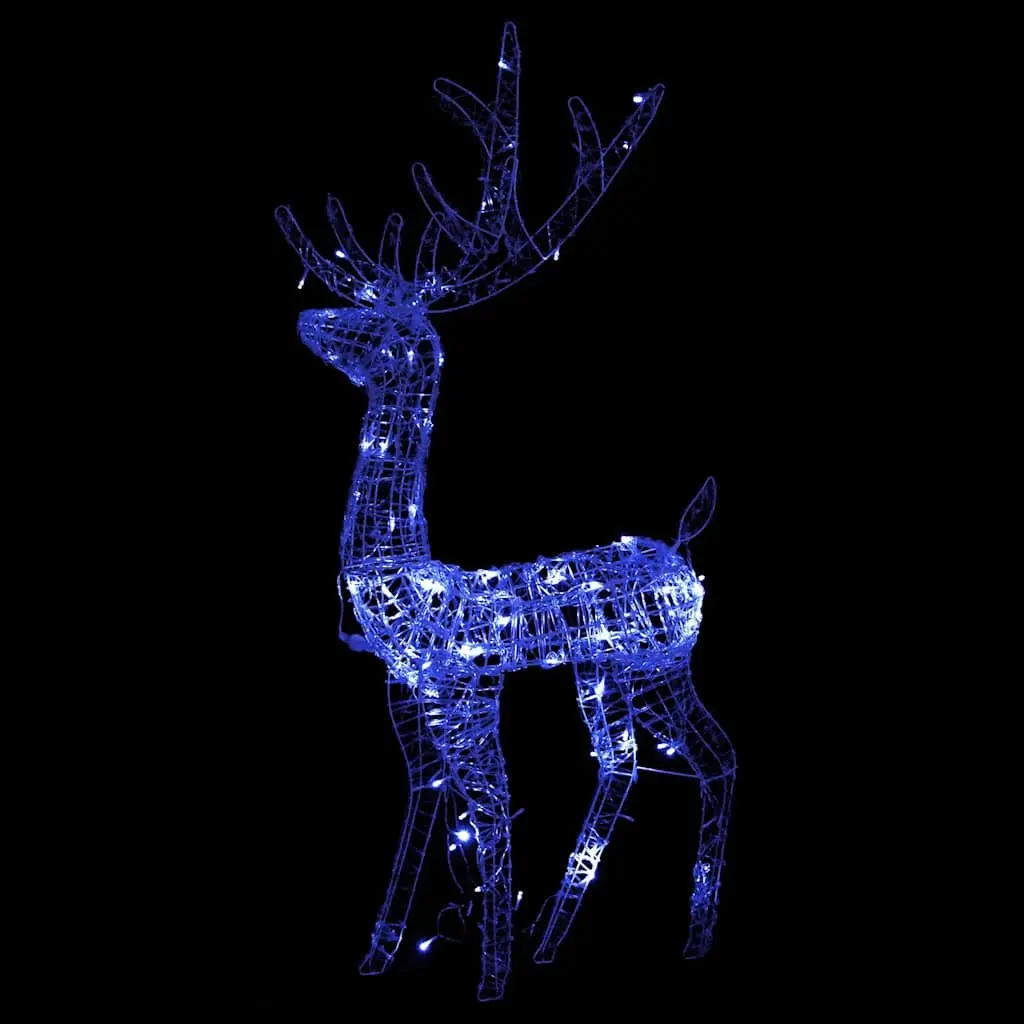 Acrylic Reindeer Christmas Decorations 128 cm Blue 2 Piece LED Lighted Garden