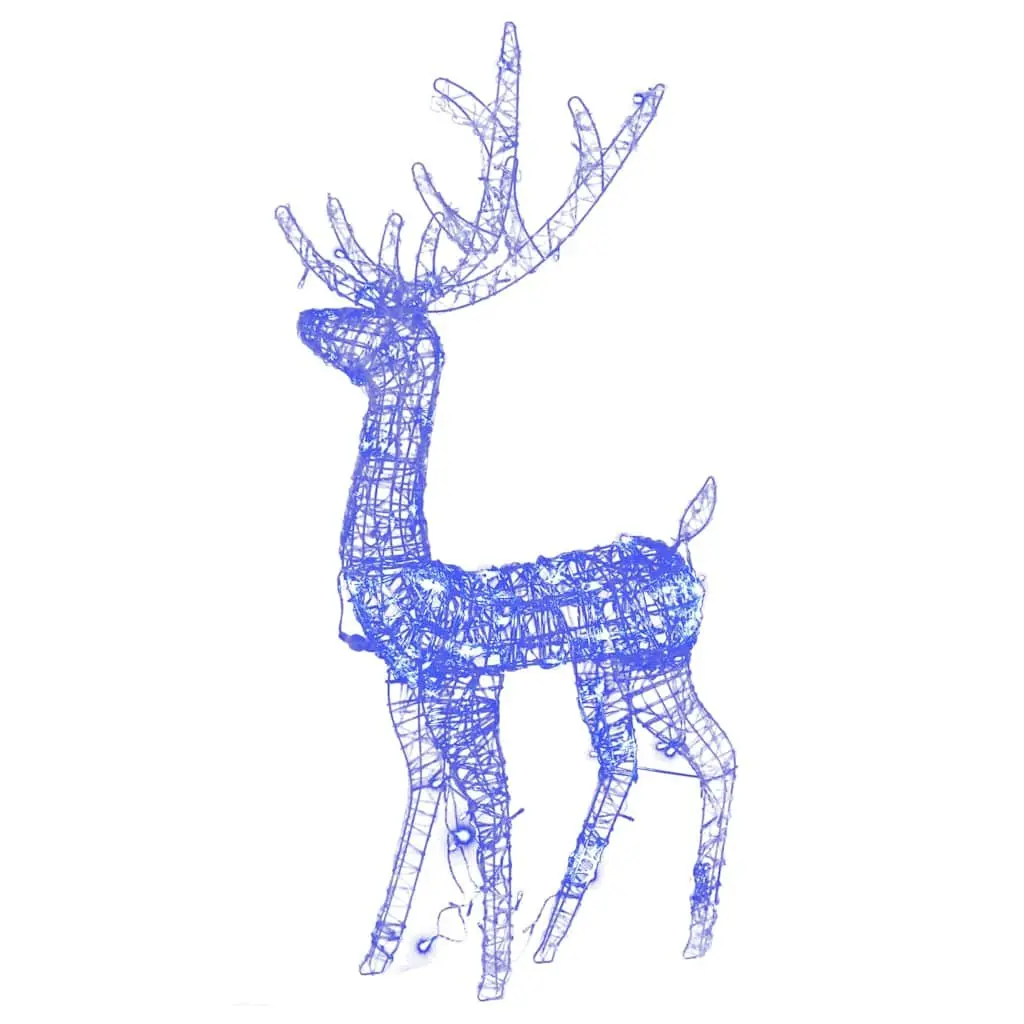 Acrylic Reindeer Christmas Decorations 128 cm Blue 2 Piece LED Lighted Garden