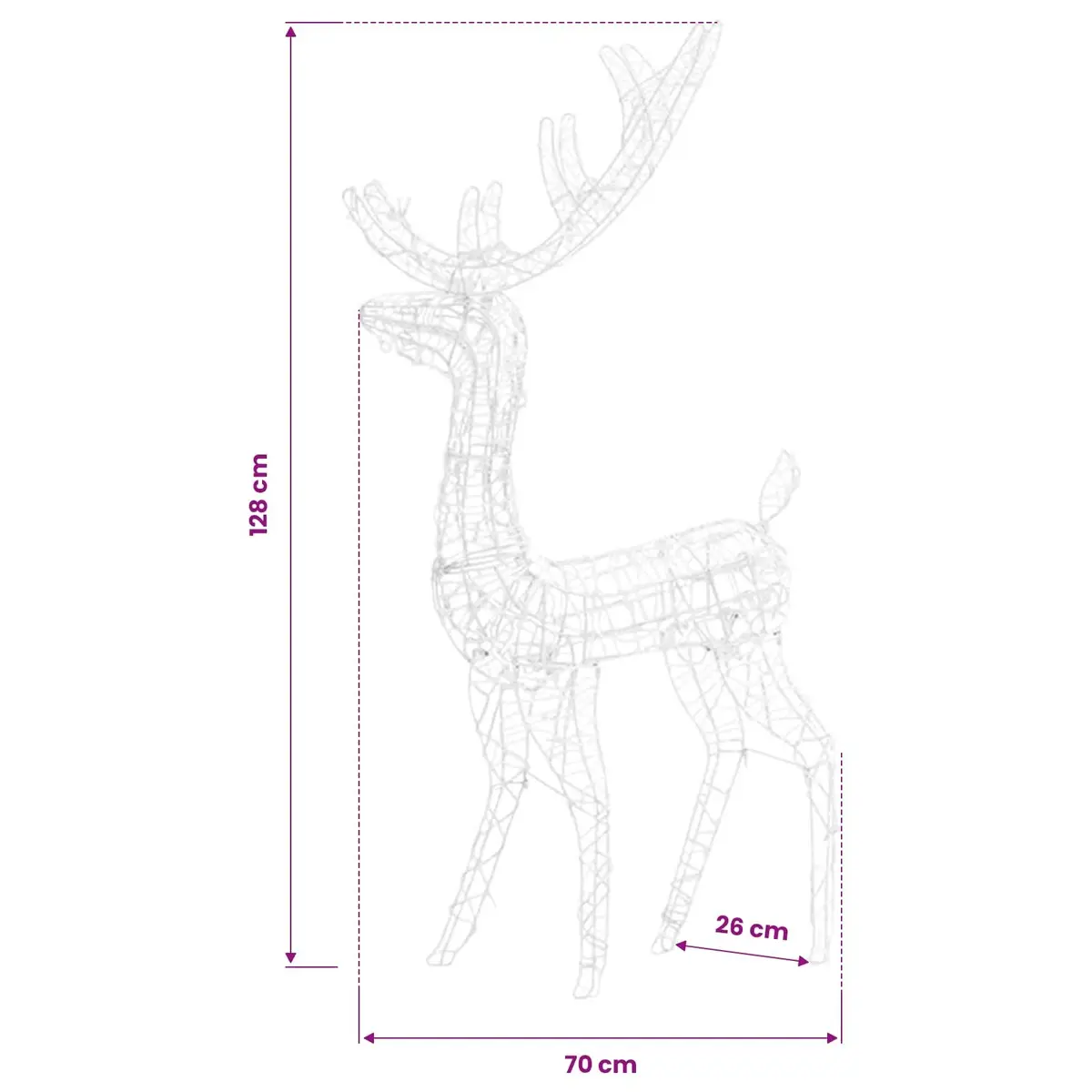 Acrylic Reindeer Christmas Decorations 128 cm Blue 2 Piece LED Lighted Garden