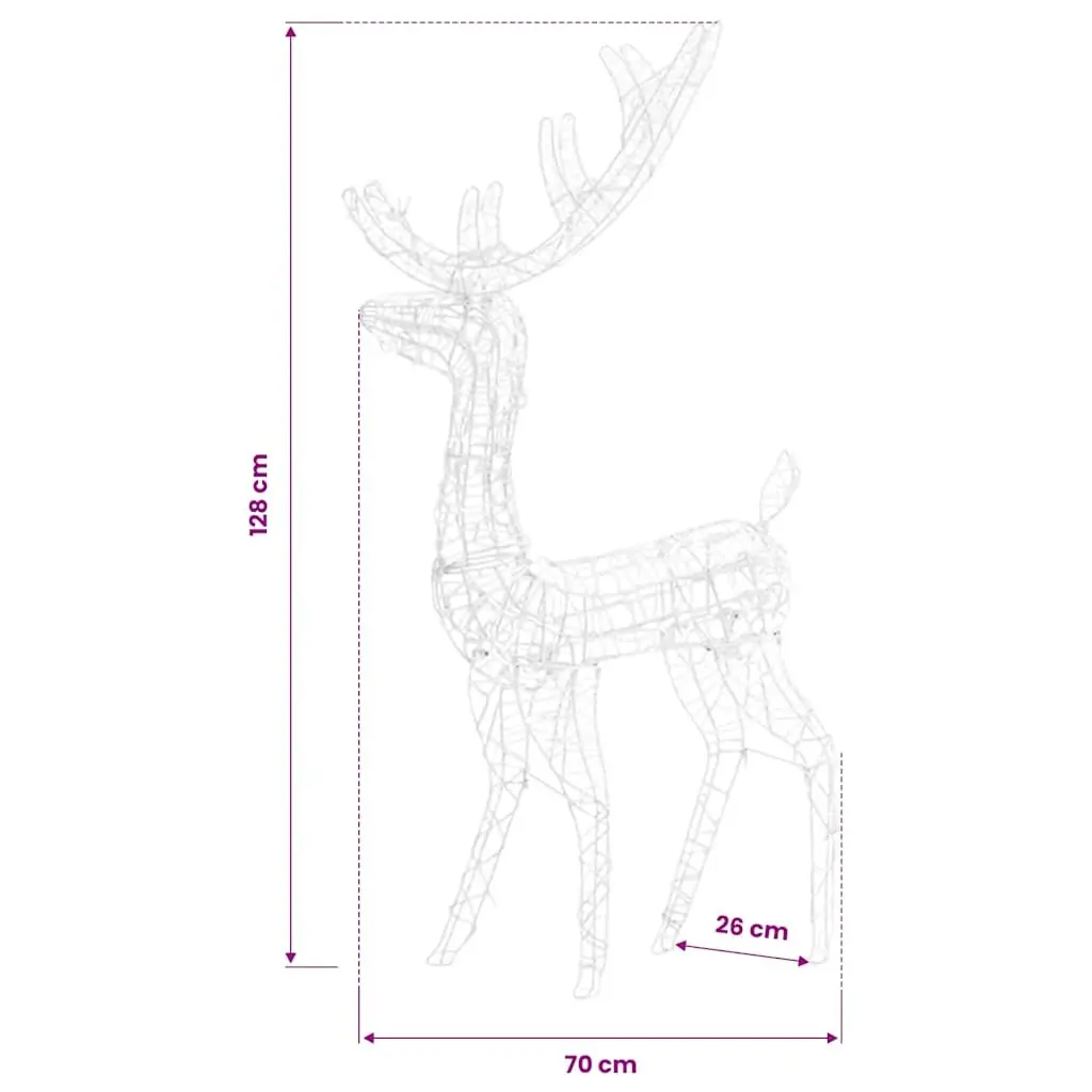 Acrylic Reindeer Decorations 128cm Blue LED Lights 3 Piece