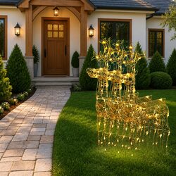 LED Acrylic Garden Reindeer Christmas Decorations - 3 pcs