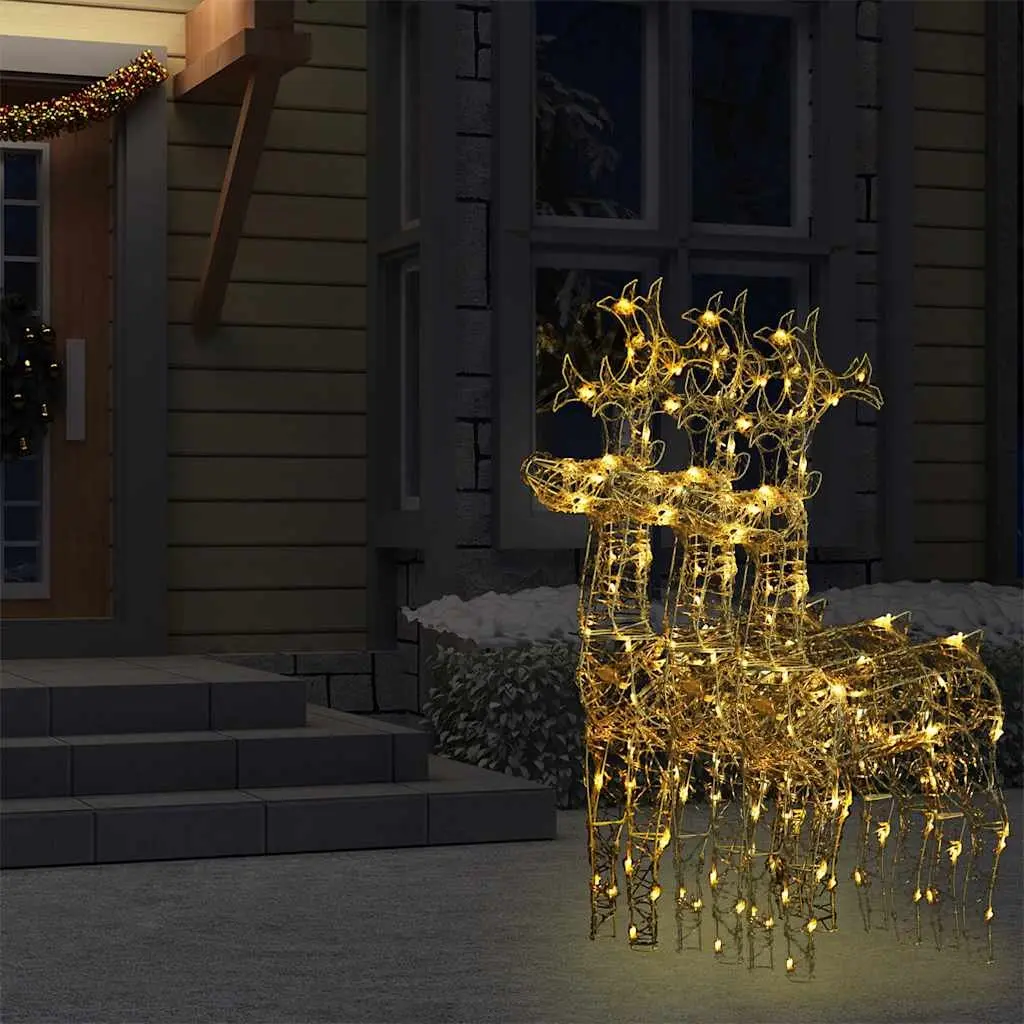 Reindeer Decorations LED Acrylic 3 Piece Garden Outdoor Holiday Display Warm White