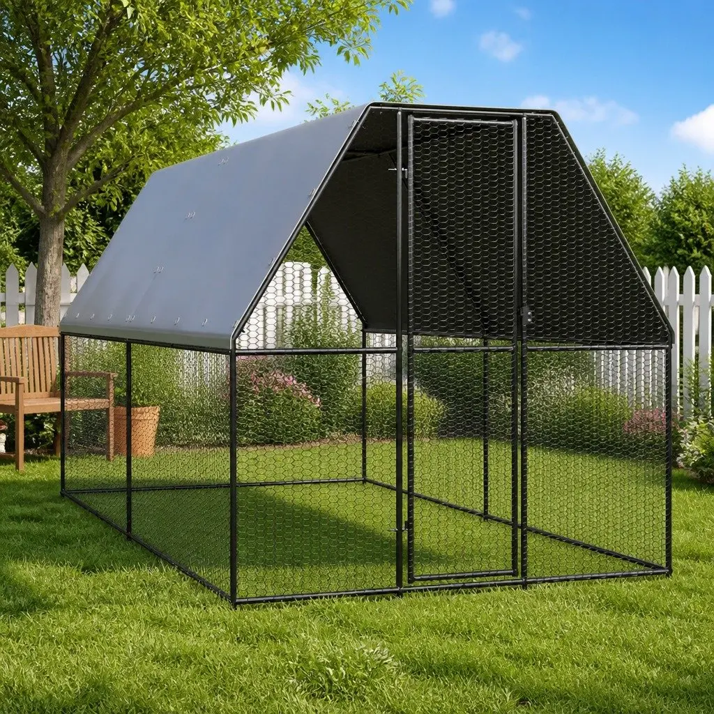 Chicken Cage Galvanised Steel 2x4x2m Silver