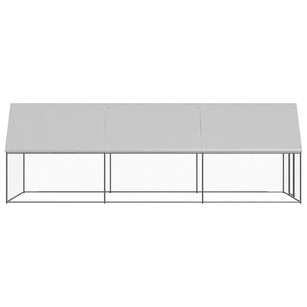 Outdoor Chicken Cage Galvanised Steel 2x6x2m Silver