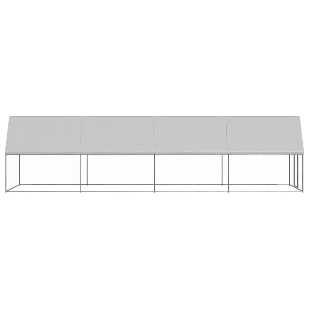 Outdoor Chicken Cage Galvanised Steel 2x8x2 m Silver