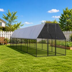 Galvanised Steel Chicken Cage 2x10x2 m Outdoor Run