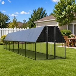 Sturdy Galvanised Steel Chicken Coop Cage 2x12x2 m