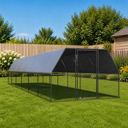 Sturdy 3x12x2 m Galvanised Steel Chicken Cage