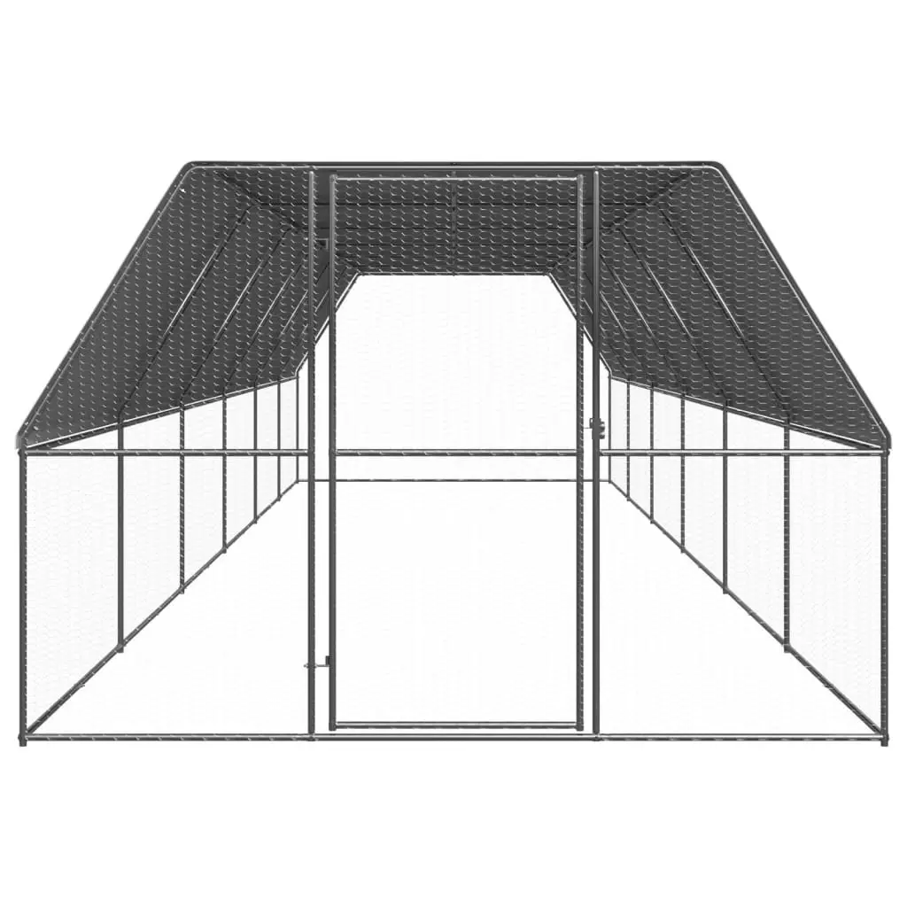 Outdoor Chicken Cage Galvanised Steel 3x12x2 m Silver