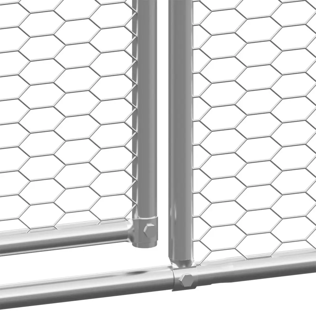 Outdoor Chicken Cage Galvanised Steel 3x12x2 m Silver