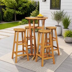 5 Piece Outdoor Garden Bar Set in Solid Acacia Wood