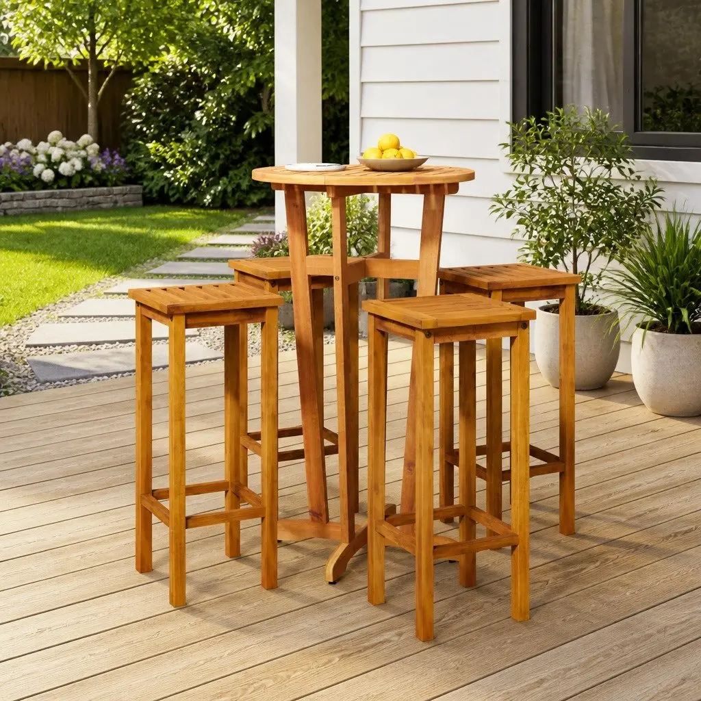 Solid Wood Acacia Garden Bar Set for Outdoor Dining