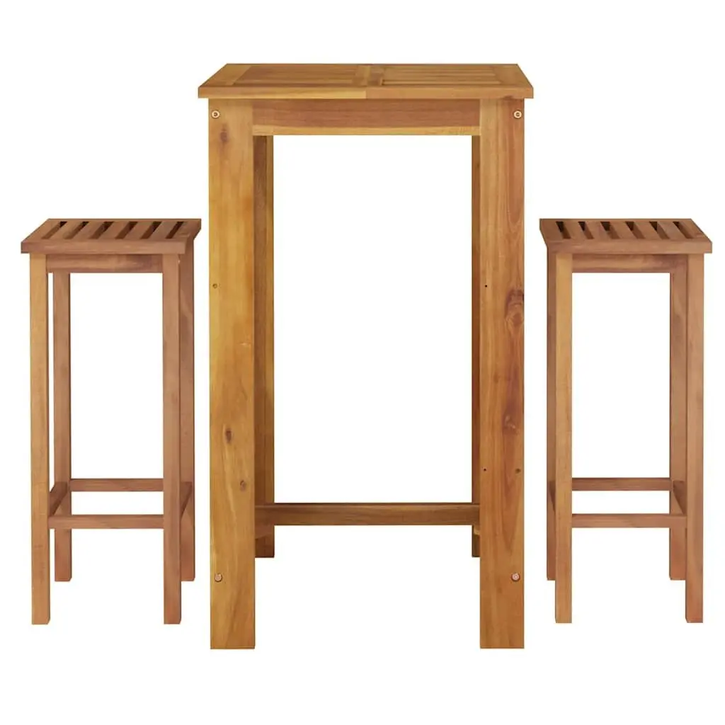 3 Piece Garden Bar Set in Solid Acacia Wood