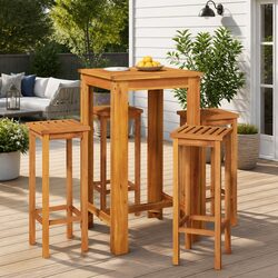 Garden Bar Set with Solid Acacia Wood, 5 Pieces