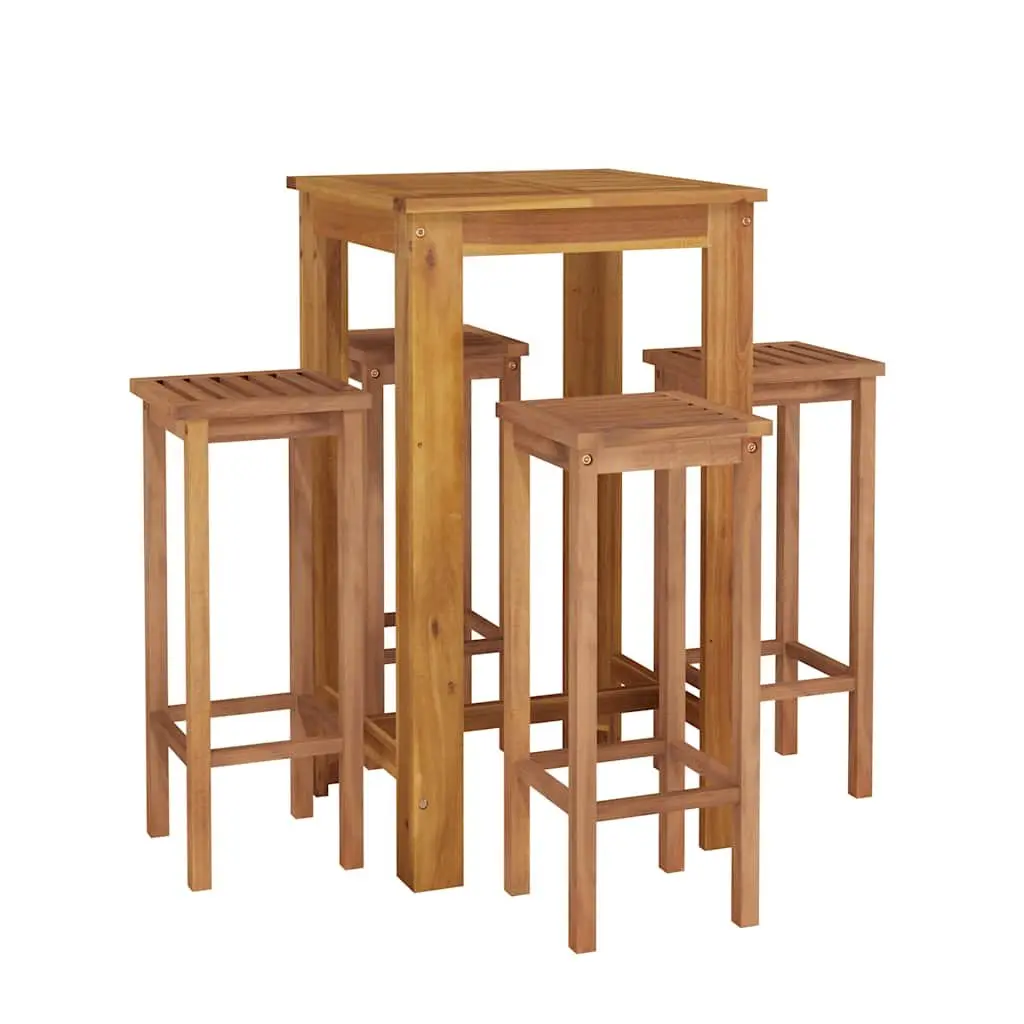 Garden Bar Set with Solid Acacia Wood, 5 Pieces