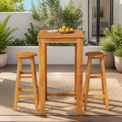 Premium 3-Piece Acacia Wood Garden Bar Set in Brown