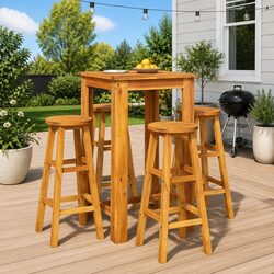5-Piece Garden Bar Set in Solid Acacia Wood