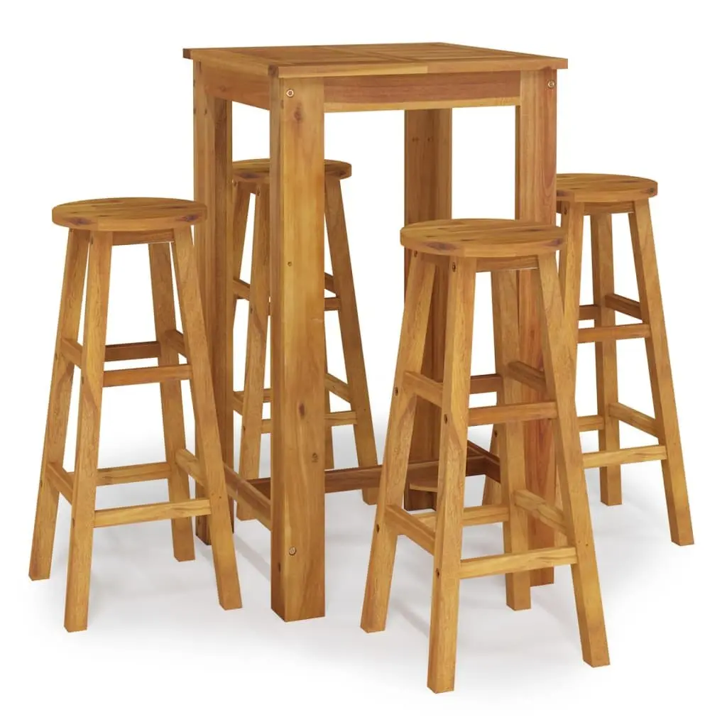 5-Piece Garden Bar Set in Solid Acacia Wood