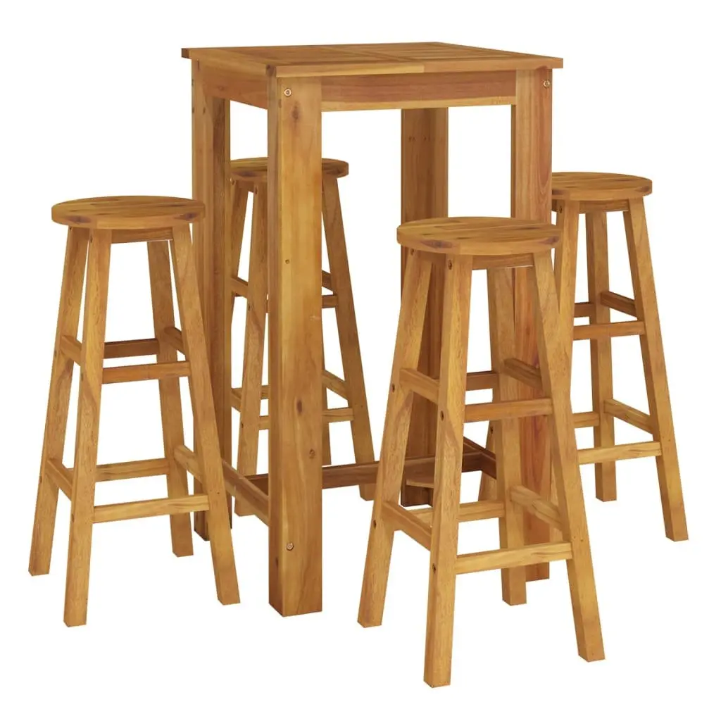 5-Piece Garden Bar Set in Solid Acacia Wood